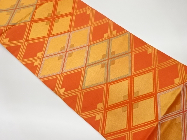 リサイクル　菱模様織出し袋帯